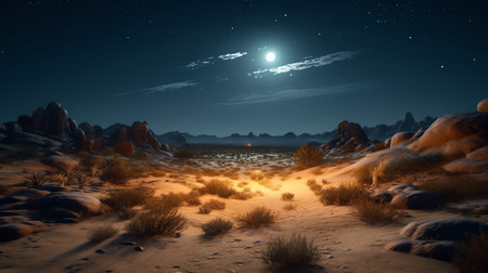 Generative AI : Night in the desertの素材