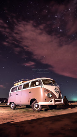 Generative AI : Milkyway behind a camper at Seal Beach Scenic Overlook in Californiaの素材