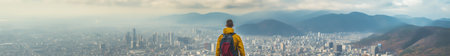 Generative AI : Cityscap of seoul city from top of mountain South koreaの素材
