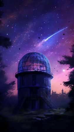 Generative AI : observatory astronomical dome in night skyの素材