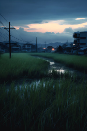 Generative AI : Dusk overcast sky in rainy dayの素材