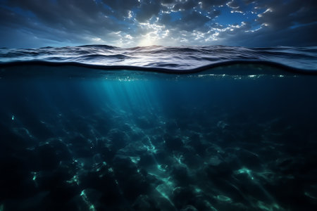 Generative AI : Deep blue on the black seaの素材