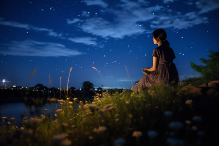 Generative AI : Starry sky Kusumi Oita Japanの素材