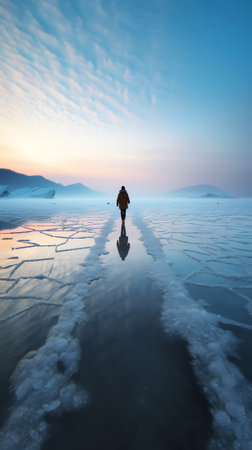 Generative AI : Winter in Korea Dumulmeori and Ice lake of Yangpyeong in Winter in korea South Koreaの素材