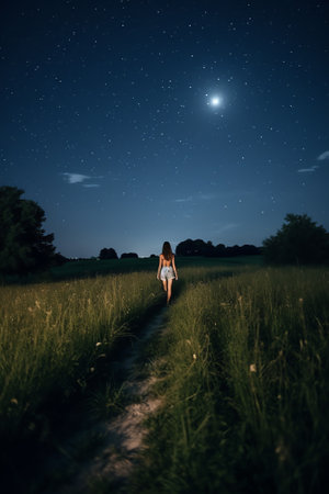 Generative AI : Watching the starry sky on a warm summer night in the nature reserve FehhaubeKogelsteine Lower Austria Austriaの素材