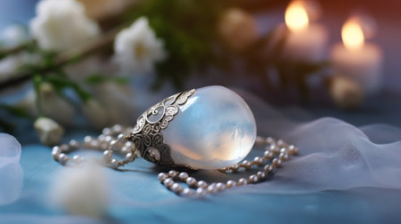 Generative AI : natural moonstone closeup in natural lightの素材
