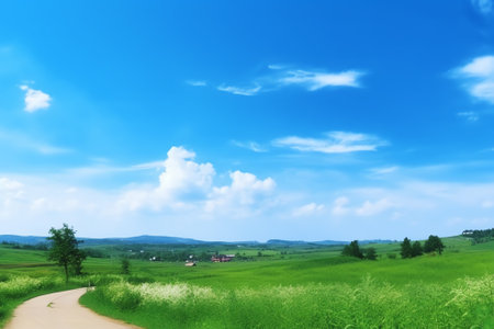Generative AI : beautiful landscape clean blue skyの素材