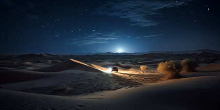 Generative AI : desert at night under stars lightの素材