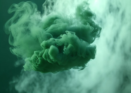 Generative AI : Emerald red ink abstract background Acrylic paint backdrop for perfume hookah cosmetics Mysterious smoke clouds colorful fogの素材