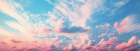 Generative AI : Panoramic of breathtaking sunset beautifull sky clouds backgroundの素材