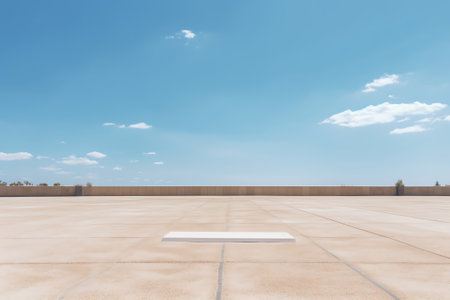 Generative AI : Empty parking lot on blue sky backgroundの素材