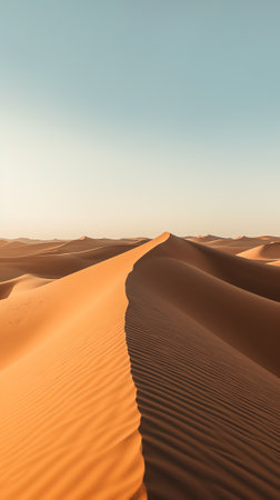 Generative AI : Sand dunes against sky before sunrise Desert Wahiba Sands in Omanの素材