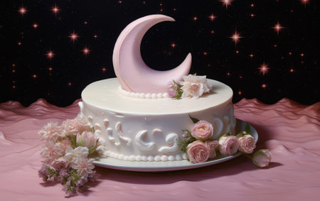 Generative AI : mousse cake with mirror icing cosmosの素材