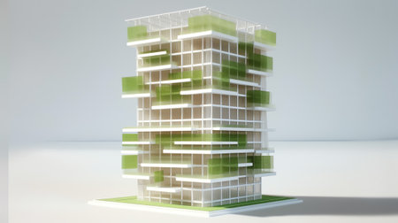 Generative AI : empty ground in front of modern architecture exterior created with part of plastic modelの素材