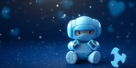 Generative AI : The Missing Piece of the Universe Female hand holding a piece of jigsaw imprinted with the Universe on a Blue Universe Deep Space background and a jigsaw puzzle outの素材