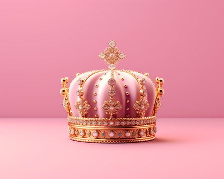 Generative AI : Tiara or diadem on pink backgroundの素材