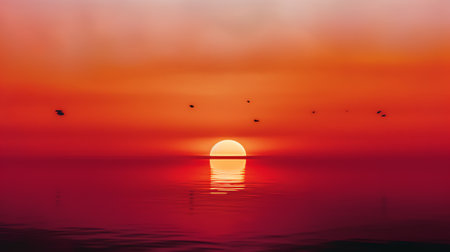 Generative AI : View of crescent moon rising against reddish sky at duskの素材