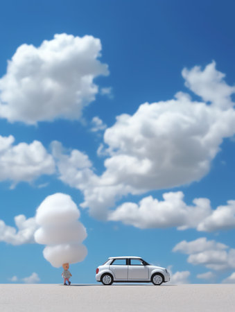 Generative AI : Blue sky background with tiny cloudsPanoramaの素材