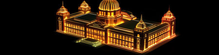 Generative AI : Minsk Belarus Illuminated Cathedral Of Holy Spirit In Minsk At Evening Or Night Street Lights Famous Landmark Main Orthodox Church Of Belarus At Evening Panorama Paの素材