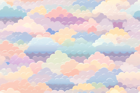 Generative AI : Rainbow Clouds Background sun and cloud background with a pastel coloredの素材