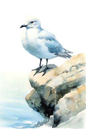 Generative AI : Ivory gull pagophila eburnea on arctic pack iceの素材