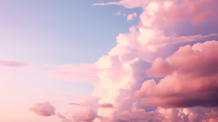 Generative AI : Majestic dusk Sunset sky twilight in the evening with colorful sunlight Pastel colors Abstract nature background Moody pink purple clouds sunset sky with long shuttの素材