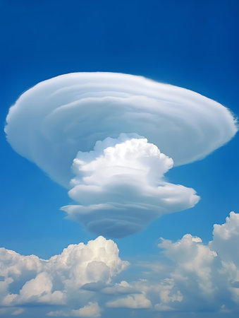 Generative AI : a dynamic cloud in the blue skyの素材