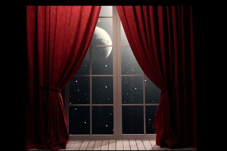 Generative AI : Moonlight drop through the window to the bedroomの素材