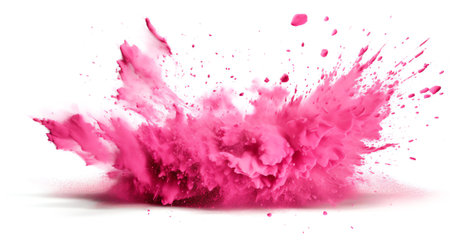 Generative AI : abstract pink dust explosion on white background abstract pink powder splattered on white background Freeze motion of pink powder explodingの素材