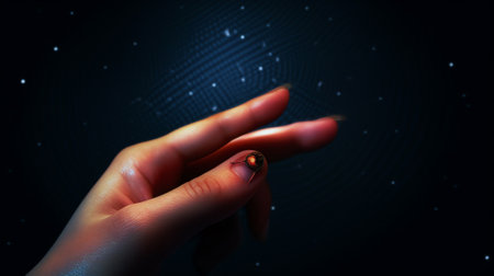 Generative AI : Black hole between two male handsの素材