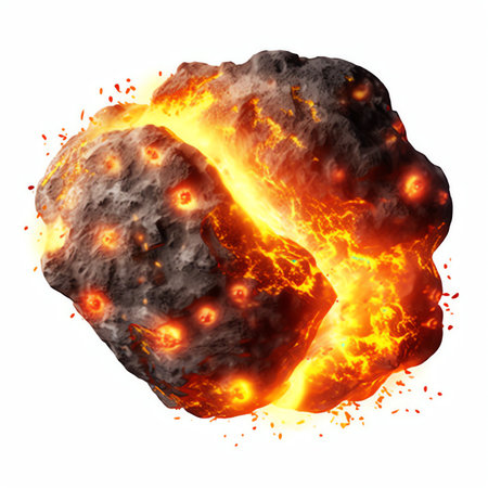 Generative AI : flying asteroid meteorite isolate 3d renderingの素材