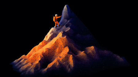 Generative AI : Silhouette of man standing on peak of mountaing with stars and galaxy in the night sky Nightly starry space landscape Success and motaivation Lifestyle and freedomの素材