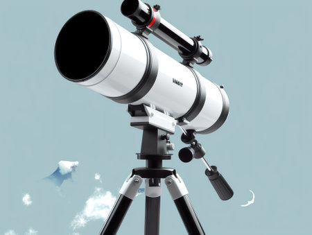 Generative AI : Astronomer Equipment Telescope Standing Telescope For Explore And Observe Galaxy And Cosmos Discovery Optical Deviceの素材