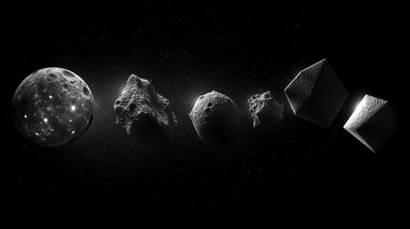 Generative AI : Many asteroids in spaceの素材