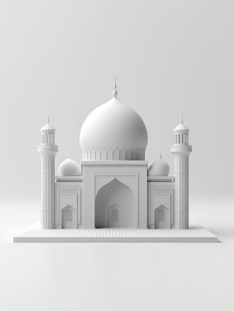 Generative AI : Ljubljana Slovenia Detail of white modern architecture in small square of The Islamic Religion Muslim Cultural Center Mosqueの素材