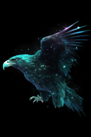 Generative AI : The constellation Aquila in the night sky Eagle constellation Beautiful night sky Real night sky Milky Way and Eagle constellationの素材