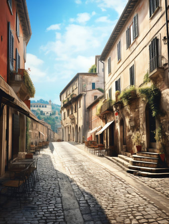 Generative AI : Old streets of city LuccaTuscany Italyの素材