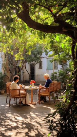 Generative AI : City street old town coffee house in Nicosia Cyprusの素材