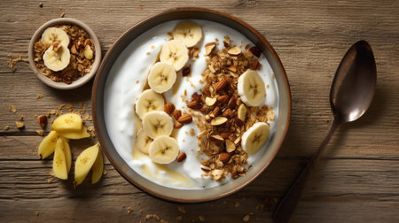 Generative AI : Porridge oats with bananas nuts dates and date syrupの素材