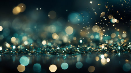 Generative AI : Emerald Green and Cream bokeh abstract background.の素材