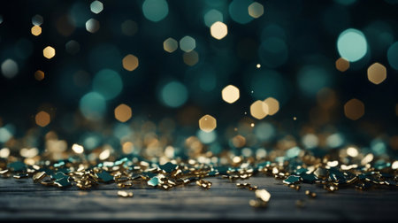 Generative AI : Emerald Green and Cream bokeh abstract background.の素材