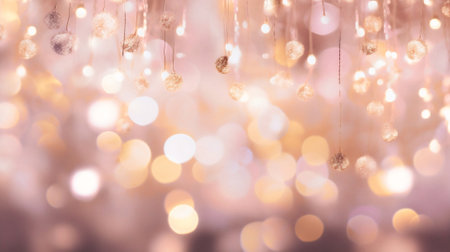 Generative AI : Vector abstract pastel Pale Pink and Champagne color bokeh background. Festive defocused lights.の素材