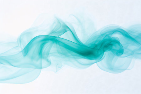 Generative AI : Acrylic Mint Blue and Pale Yellow and white colors in water. Ink blot. Abstract background.の素材