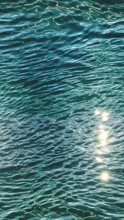 Generative AI : Beautiful background image in form of texture water surface beautiful light reflections glare in light blue colorsの素材