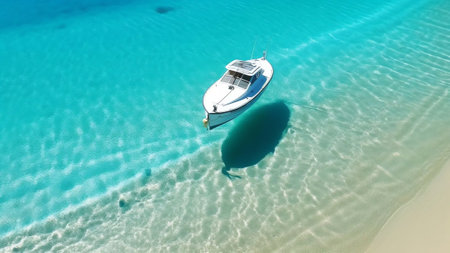 Generative AI : Sunken white yacht on the shallows in the sea Egypt Hurghadaの素材