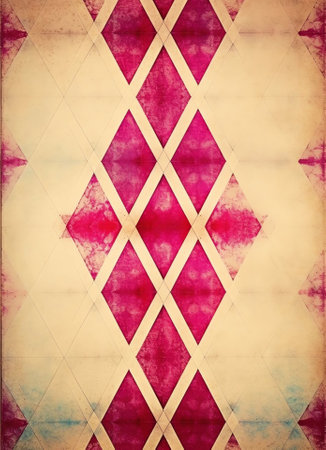 Generative AI : Texture embossed decorative paper with transition of color from turquoise to pink Beautiful colorful embossed paper with pattern in form of rhombusesの素材