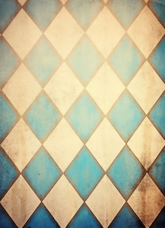 Generative AI : Beautiful background texture with repeating diamonds and color transitions in brown blue and gold colorの素材