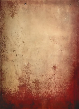 Generative AI : Texture of old worn paper The original beautiful vintage background in red and beige tones in grunge style with sparksの素材