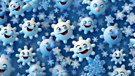 Generative AI : Snow background Texture of wet snow with a cheerful smiley symbol pattern in the winter window of the car outdoors closeup Smile in the snow happy cheerful imageの素材