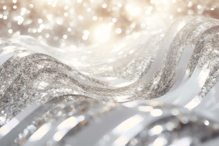 Generative AI : Fabric textile with sequined silver closeup macro Shiny bright texture squama glamorous border wallpaper background for parties birthdays festival holidayの素材